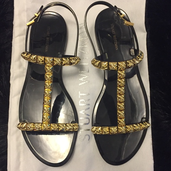 Stuart Weitzman Jelrose Studded T-Strap Sandals - Picture 3 of 6